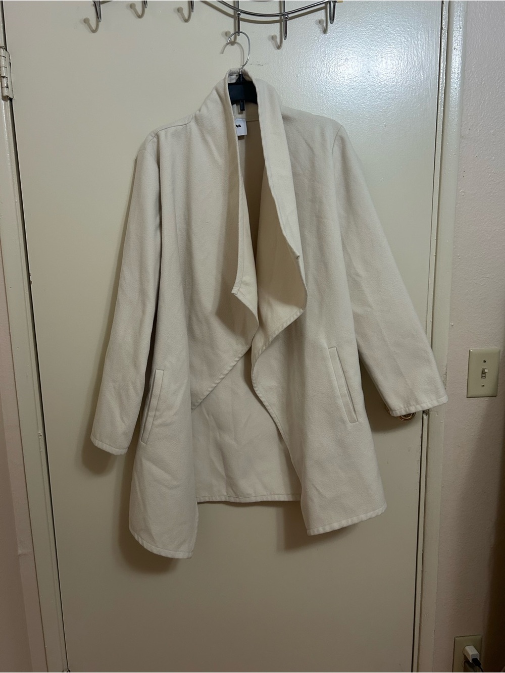Fashion Nova Cream Open-Front Draped Trench Coat